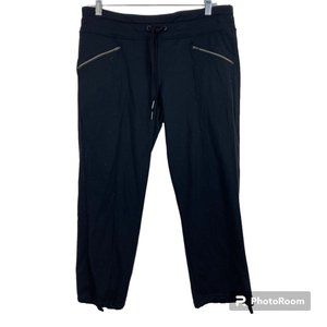 Athleta Cropped Black Womens Medium Zip Pockets Drawstring Pants